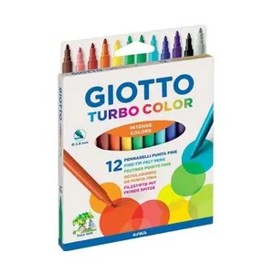 Caja de 12 rotuladores punta fina y grosor de 2.8 mm, con tinta de diferentes colores GIOTTO.