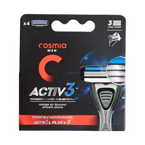 COSMIA Recambio cuchillas de 3 hojas para maquinilla COSMIA Activ3 4 uds.