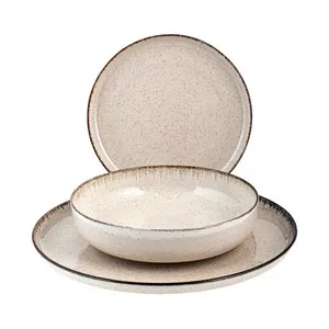 Vajilla completa de 12 piezas, fabricada en porcelana, color marfil, Pearl PENGO.
