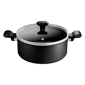 Olla de aluminio con tapa de vidrio e interior antiadherente 24 cm. Vitro TEFAL