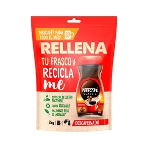 NESCAFÉ Classic Café soluble descafeinado, doypack 75 g.