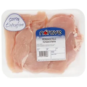 NORAVE Pechuga de pollo en fietes extrafinos Bandeja.