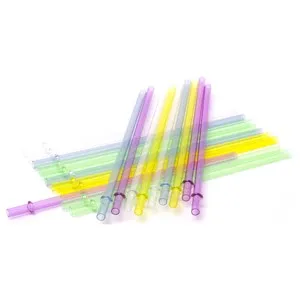 Set de 10 mini cañitas reutilizables de plástico, multicolor 13cm, ACTUEL.