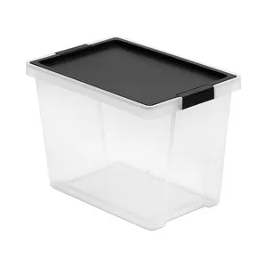Caja de ordenación multiusos, capacidad de 15 litros, tapa abatible color negro, 100% reciclada, TATAY.