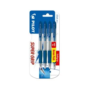 3+1 bolígrafos super grip retráctiles, 4 azules, PILOT.