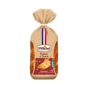 ST.MICHEL Magdalenas concha con pepitas de chocolate 250 g.