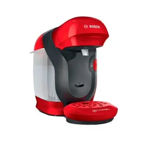 Cafetera TASSIMO Style + 2 pack, 1400W, automática, multibebida, depósito de 0,7L, color rojo.