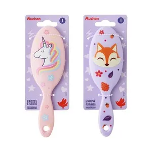 COSMIA Cepillo redondo con puas de color y simpático y bonito diseño infantil.
