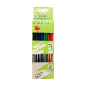 4 boligrafos de gel borrables, colores clasicos, ALCAMPO.