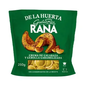 RANA Ravioli de pasta fresca al huevo, rellenos de crema de calabaza y cebolla caramelizada 250 g.