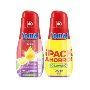 SOMAT Detergente lavavajillas máquina gel, lima limón SOMAT 40 + 40 lav 1440 ml.