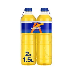 AQUARIUS Bebida isotónica con sabor a naranja pack de 2 botellas de 1.5 L