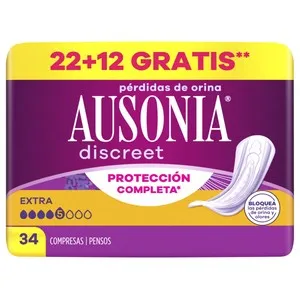 AUSONIA Discreet Compresas extra para perdidas de orina 34 uds.