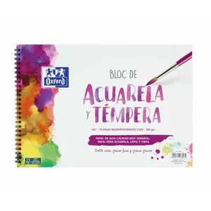 Bloc de dibujo de acuarela y témpera tamaño A4+, papel 300gr. OXFORD.