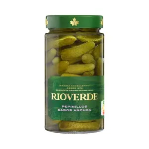 RIOVERDE Pepinillos pequeños con sabor a anchoa frasco de 180 g.