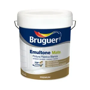 Pintura plástica interior-exterior, blanco mate, BRUGUER Emultone, 15L.