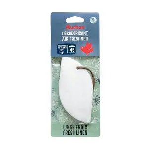 Ambientador para el coche en lata de silicona, fragancia lino fresco, AUCHAN.