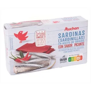 PRODUCTO ALCAMPO Sardinillas picantes en aceite de girasol lata 65 g.