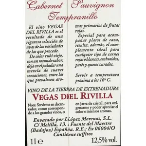 VEGAS DEL RIVILLA Vino tinto VEGAS DEL RIVILLA brik de 1 litro