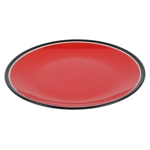 Plato llano bicolor de 26,6 centímetros de diámetro fabricado en gres color rojo y negro TABERSEO 1 unidad.