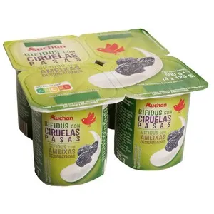 AUCHAN Bífidus con ciruelas pasas 4 x 125 g. Producto Alcampo
