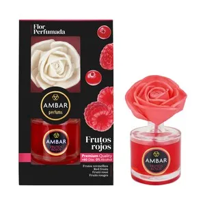 AMBAR Ambientador con forma de flor perfumada, con fragancia a frutos rojos 75 ml.