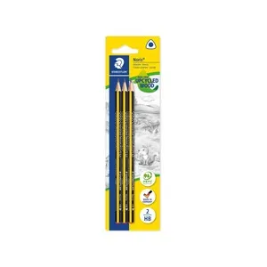 3 lápices de grafito noris de diseño triangular y dureza 2HB, STAEDTLER.