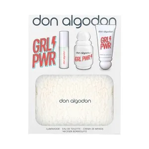DON ALGODÓN Girl power Neceser de borreguito con eau de toilette, crema de manos e iluminador.