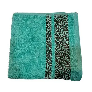 Toalla de baño de 450 gs, diseño de hojas azul verdoso, ALCAMPO.