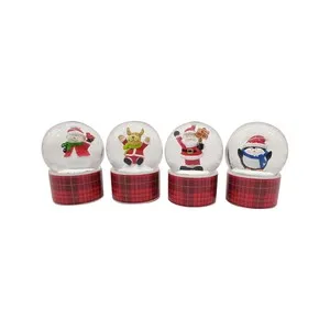 Bola de agua roja Noel, Pingüino, Ciervo o Muñeco de Nieve 6,5cm modelos surtidos, ACTUEL