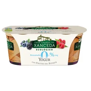 CASA GRANDE DE XANCEDA Yogur con frutos del bosque desnatado ecológico XANCEDA pack 2 uds. x125 g