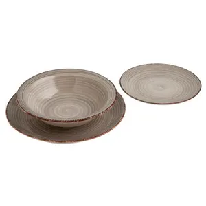 Vajilla de 18 piezas de color gris perla fabricado en gres, QUID