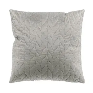 Funda de cojín de terciopelo color gris, 40x40cm., DOUCEUR