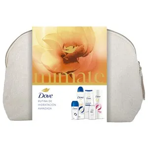 DOVE Mímate Neceser con cierre de cremallera con productos para el cuidado y la higiene corporal.