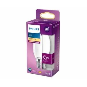 Bombilla Led E14, 6,5W=60W, luz cálida 2700K, 806lm, PHILIPS.