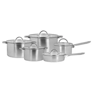 Bateria de cocina, acero inoxidable, 5 piezas con tapa, ALCAMPO.
