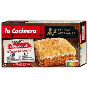 LA COCINERA Lasaña de pasta fresca al huevo a la Boloñesa (con carne 100% nacional) Recetas artesanas 500 g.