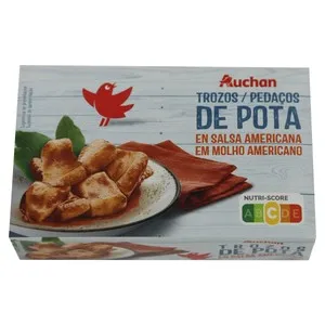 PRODUCTO ALCAMPO Trozos de pota en salsa Americana lata de 72 g.