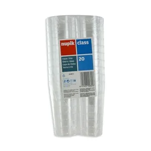 Pack de 20 vasos de plástico desechables especiales para vino NUPIK.