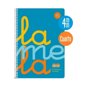 Cuaderno con tapas de polipropileno color azul, tamaño cuarto, cuadrovía 4mm, 80 hojas, EDITORIAL LAMELA.