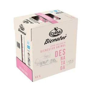 CLESA Leche de vaca desnatada de origen 100% gallega de bienestar animal Bienatur 6 x 1 l.
