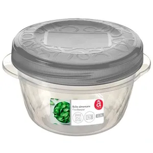Recipiente hermético redondo de plástico con tapa de rosca, 0,5 litro de capacidad, ACTUEL.