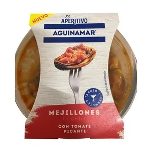 AGUINAMAR Mejillones con tomate picante 120 g.