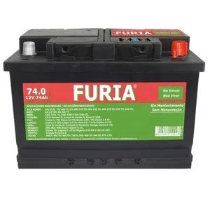 Batería de coche 74Ah, arranque 680A, 12V, L: 27,8cm, A: 17,5cm, H: 19cm, FURIA.