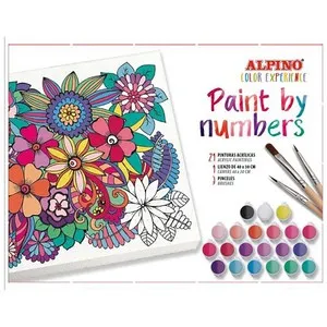 Set pinta por números con 21 pinturas acrílicos, 1 lienzo y 3 pinceles, ALPIONO.