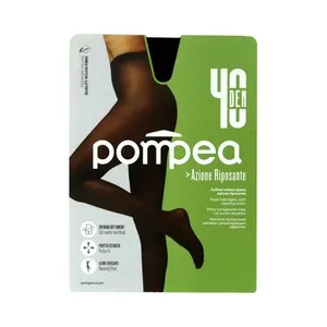 Panty transparente mate con acción descanso, 40den, POMPEA, color negro, talla L.
