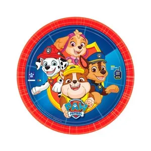 Set de 8 platos de cartón de la Patrulla Canina, 23 cm, PATRULLA CANINA.