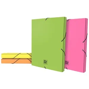 Carpetas formato caja de 3 cm, surtido de colores pastel fluorescente, B&B.