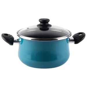 Cacerola alta de acero con tapa de vidrio e interior antiadherente, apta para inducción, 20 centímetros, Country MAGEFESA.