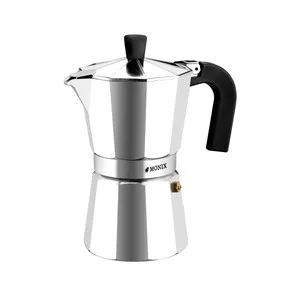 Cafetera italiana Vitro 3 tazas de aluminio con recubrimiento interior antiadherente MONIX.